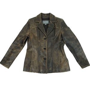 Wilsons Brown Leather Lined Jacket 3 Button Closure Women's Small Excellent
